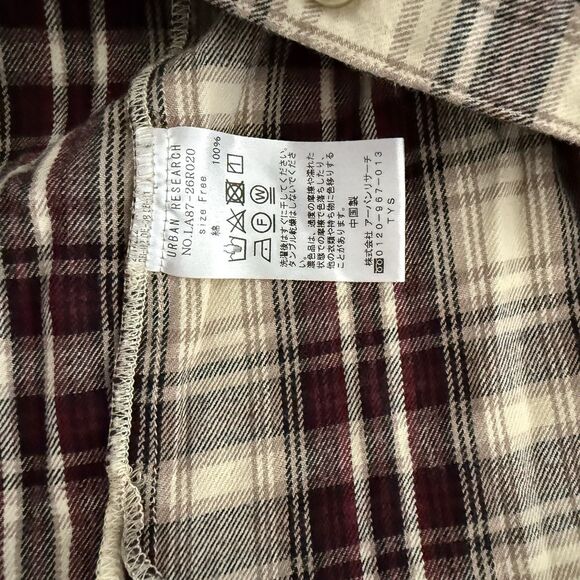 URBAN RESEARCH Flannel Shirt Dress Free Size Sonny Label Plaid Womens Button Dow - Picture 7 of 13